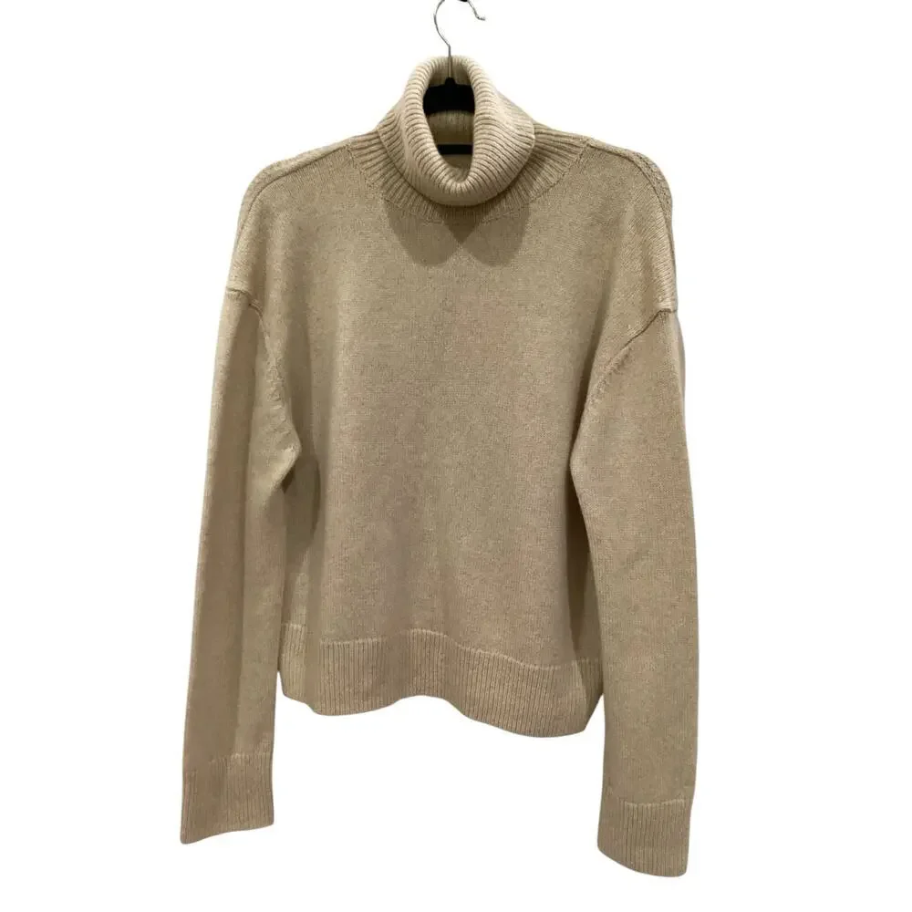 Jenni Kayne Atlas Turtleneck Sweater Merino Wool In Wheat Beige Size Small - Picture 6 of 13